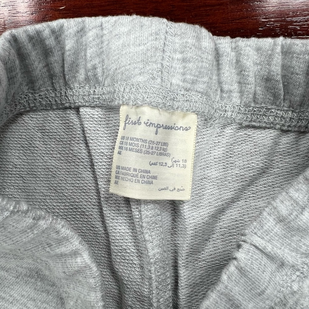First Impressions Baby Gray and White Jogger Pants Sz 18 months - Picture 7 of 7